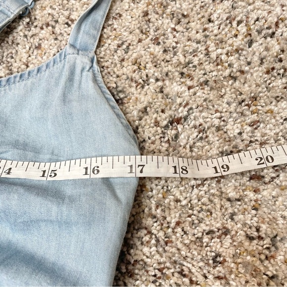 As U Wish Chambray Denim Cotton Tie Front Romper in Sky Blue Small - Picture 10 of 13
